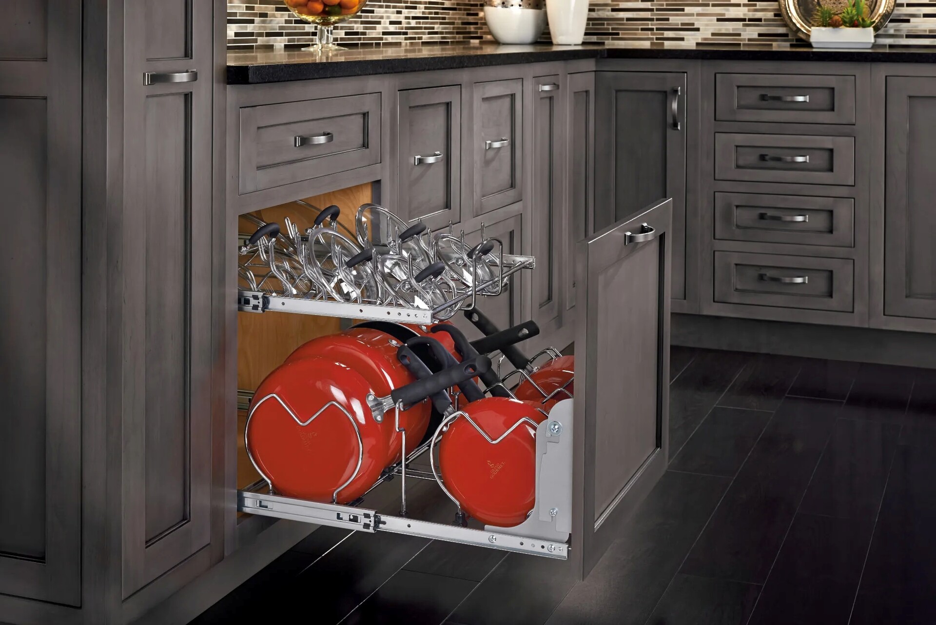 Rev-A-Shelf - 11-3/4" x 22" Base Cabinet Pullout 2 Tier Cookware Organizer