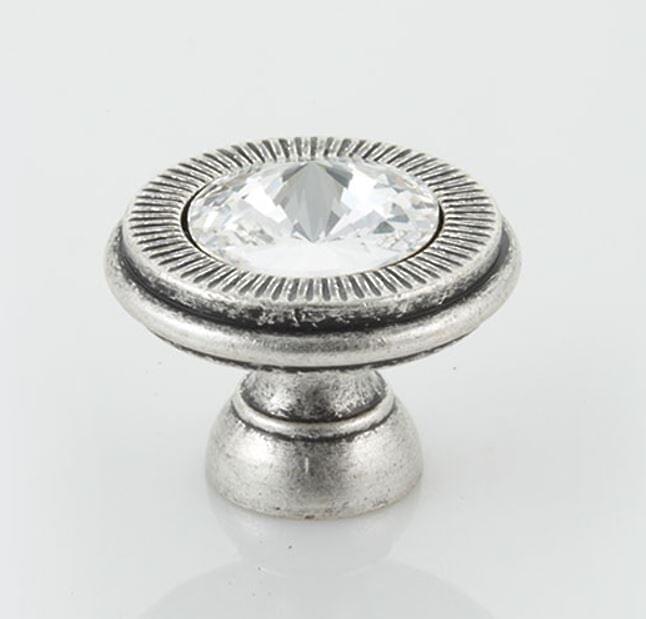 319-SWA Knob 1-1/4" Round Knob Zinc/Swarovski Crystal