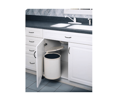 Rev-A-Shelf - White 14L Single Round Pivot-Out Metal Waste Containers