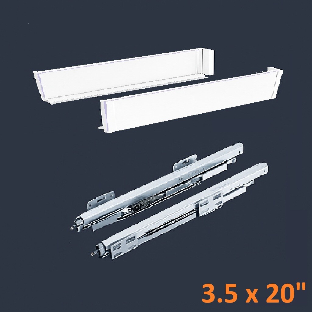 White SGS Double Wall Slim Box System 3 1/2" H x 20" L - Soft Close