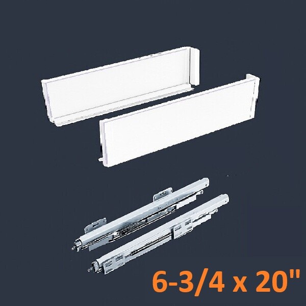 White SGS Double Wall Slim Box System 6 3/4" H x 20" L - Soft Close